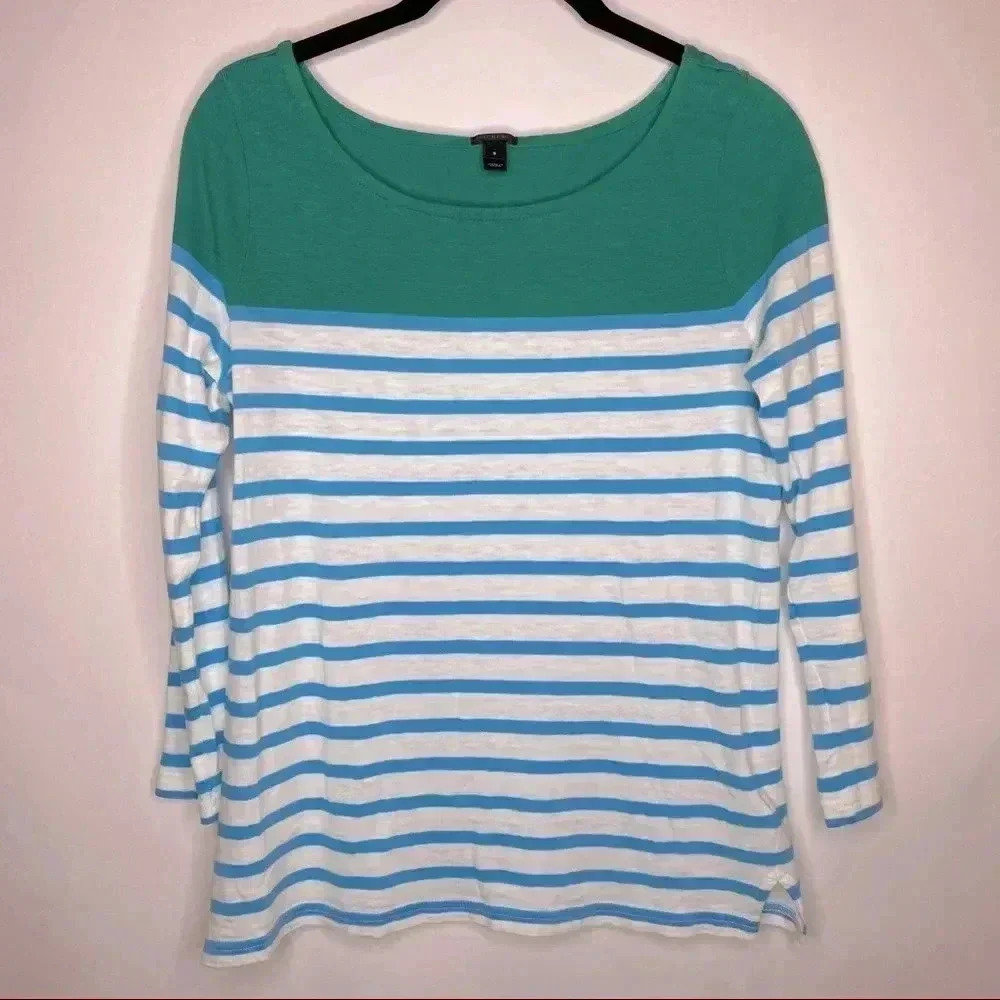 💃🏻EUC J Crew Colorblock & Striped 3/4 Sleeve Top​​